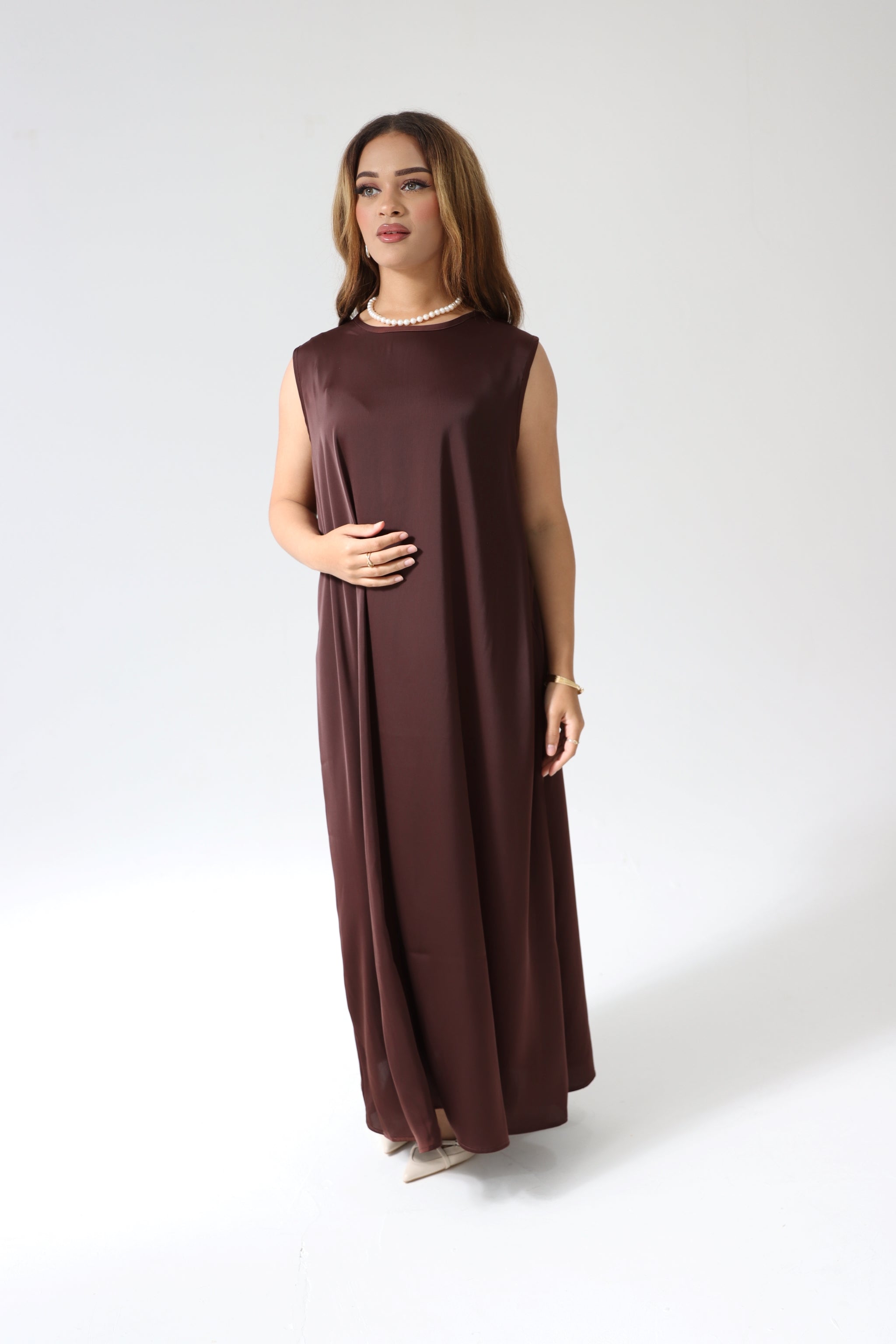 Luxury Silky Coco Brown 3 Piece Abaya Set