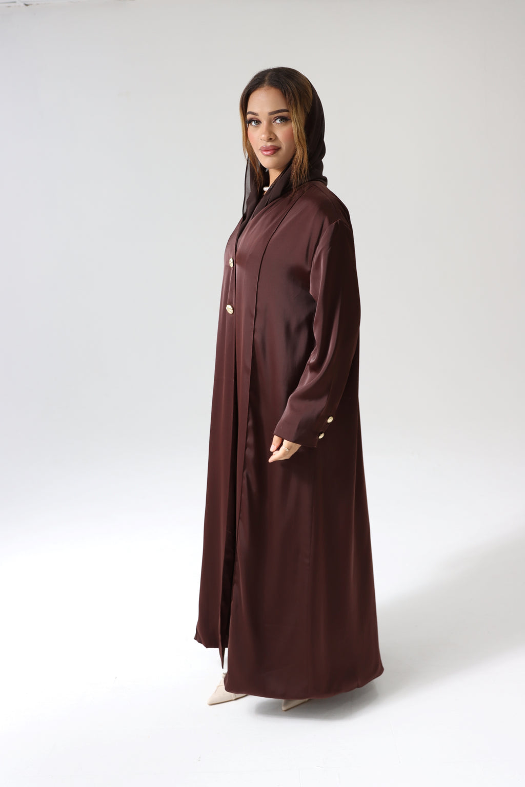 Luxury Silky Coco Brown 3 Piece Abaya Set