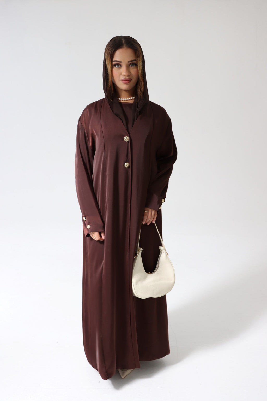 Luxury Silky Coco Brown 3 Piece Abaya Set