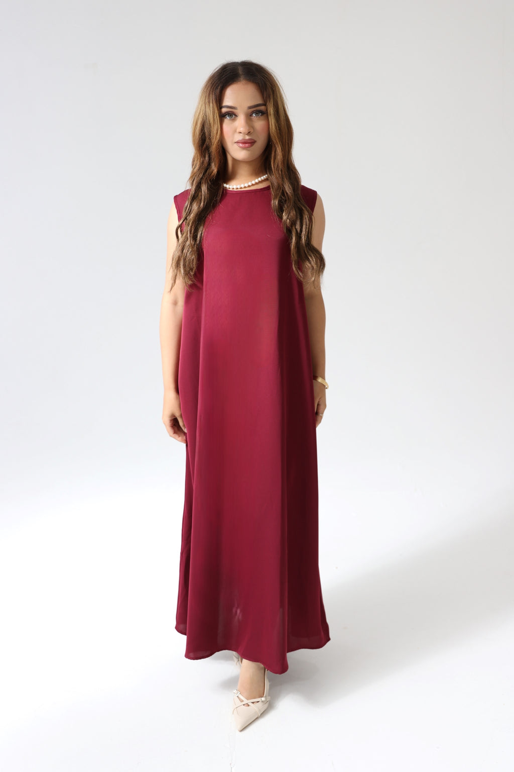 Luxury Maroon 3 Piece Abaya Set