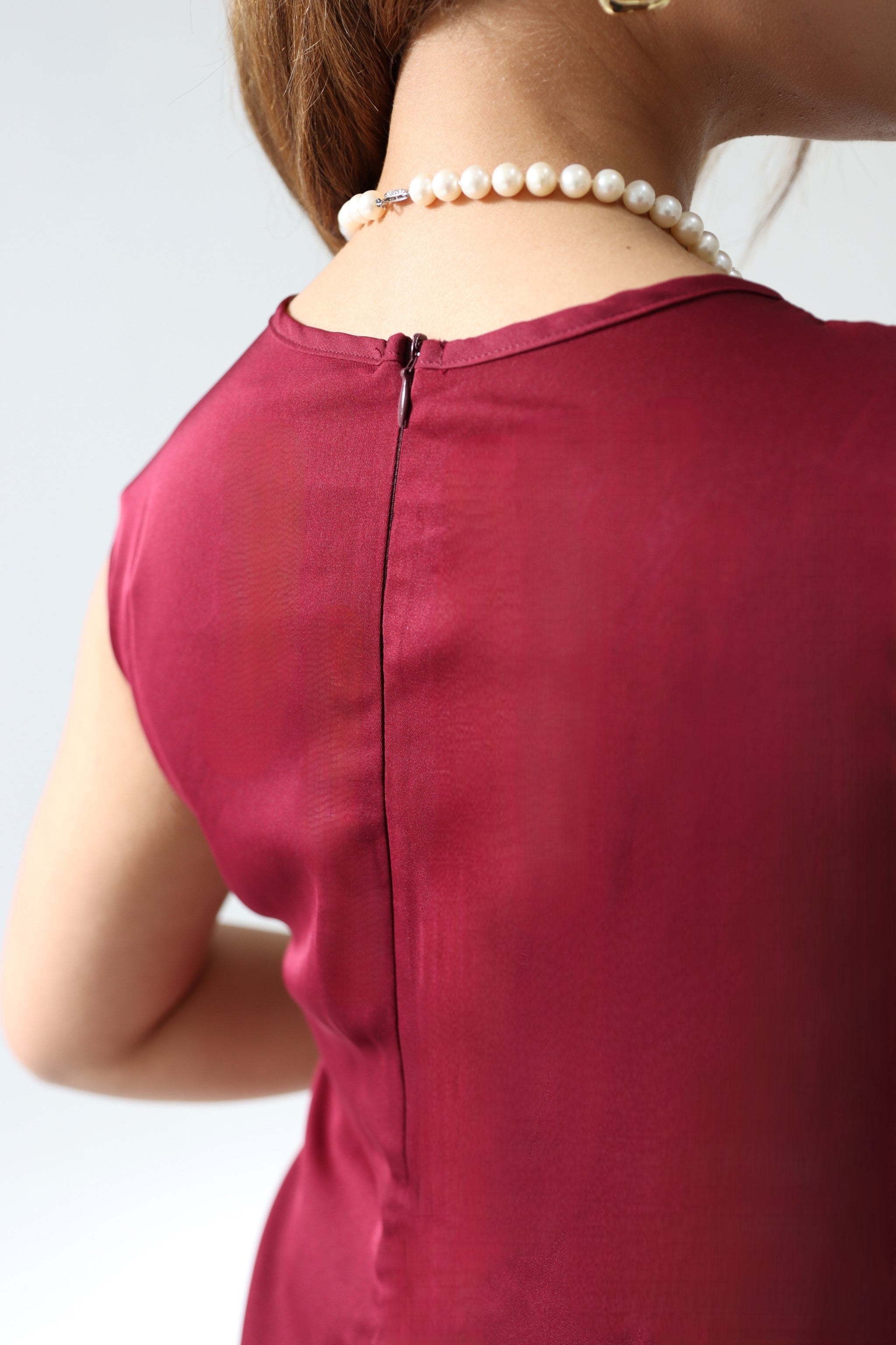 Luxury Maroon 3 Piece Abaya Set